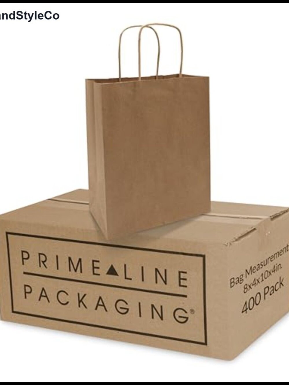 Kraft Paper Shopping Bags 8x4x10 with Handles 400 Pack